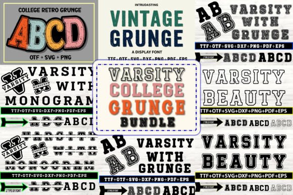 Varsity College Grunge Bundle: A Bold Typeface for Branding
